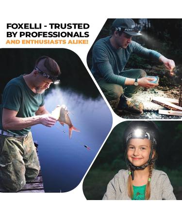 Foxelli USB Rechargeable Headlamp Flashlight - Bright LED Head Lamp for Running, Camping & Work - Lightweight & Comfortable - Adults & Kids - Black - Buy Online on GoSupps.com