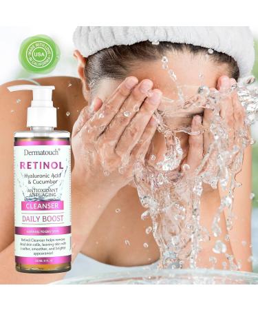 DERMATOUCH Retinol Face Cleanser 8 oz | Hyaluronic Acid Cucumber & Vitamins | Made in America - Best International Shipping - Buy Online on GoSupps.com