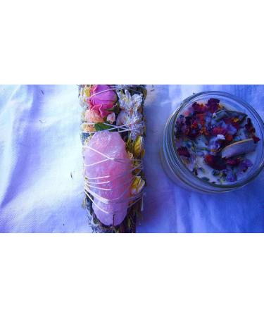 Spring Meadow Smudge Box | Luxury Floral Sage Wand with Rose Quartz & 4 oz Botanical Candle | Home Cleansing & Manifestation Tools - Made in USA - Buy Online on GoSupps.com
