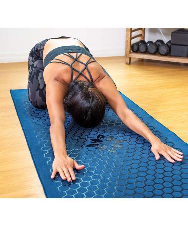 Non-Slip Hot Yoga Towel - Unique Two-Sided Design, Absorbent Microfiber, Dark Blue - Buy Online on GoSupps.com