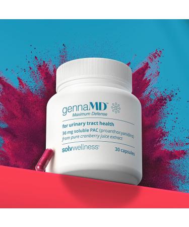 Solv Wellness GennaMD - Maximum UTI Defense - 36 mg Soluble PAC from 100% Cranberry Juice Extract - Highest PAC Concentration in a Small Easy-to-Swallow Capsule - 30 Capsules 30 Count (Pack of 1) - Buy Online on GoSupps.com