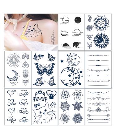 TopFunny Semi Permanent Tattoos for Women Men Girls  Waterproof and Long-Lasting 1-2 Weeks Tattoos  Realistic Fake Tattoos Stickers Flower Butterfly Moon Mix-Pattern