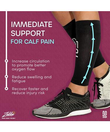 Calf Compression Sleeve - Support Brace for Sports & Travel | Men & Women - Medium - 1 Pair - Stripes/Black - Buy Online on GoSupps.com