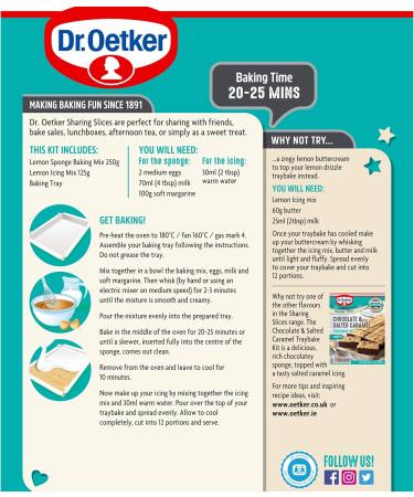 Dr. Oetker Lemon Drizzle Traybake Kit 375g - 4 Count | Delicious and Easy Baking | Includes Everything You Need | Perfect for Lemon Lovers - Buy Online on GoSupps.com