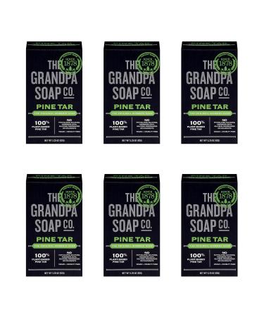 Pine Tar Bar Soap by The Grandpa Soap Company | The Original Wonder Soap |Vegan 3-in-1 Cleanser Deodorizer & Moisturizer | 3.25 Oz. Each 6 Pack Pine 3.25 Ounce (Pack of 6)