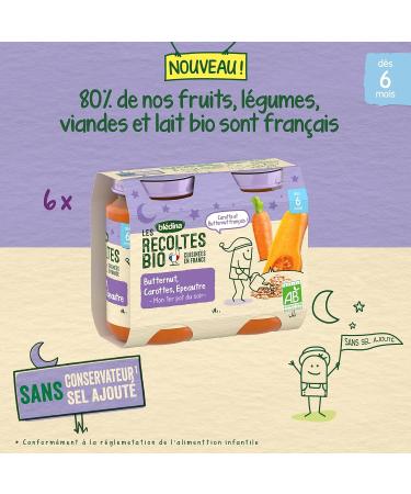 Bl dina - Les R coltes Bio - Butternut Carrots Epautre - Organic and simple recipe - From 6 months - 12 Pots of 200g - Buy Online on GoSupps.com