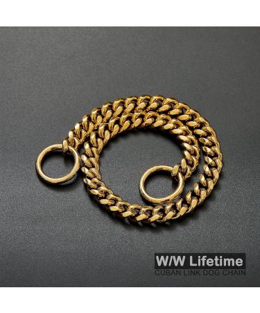 W/W Lifetime Choke Chain Dog Collar 10MM Cuban Link Dog Chain for Pitbull Choke Collar 18K Gold Metal Stainless Steel Heavy Duty Slip Dog Collars for Small Dogs (10MM 20") 20" (Can Over Head 18"-20") - Buy Online on GoSupps.com