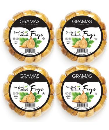 Gramas Natural Sun-Dried Figs in Garland Form, Vegan, Gluten-Free Calimyrna Figs Fruit, Non-GMO, No Added Sugar, No Sulfur, No Preservatives, Kosher (2 lbs.) 8.8 Ounce (Pack of 4)