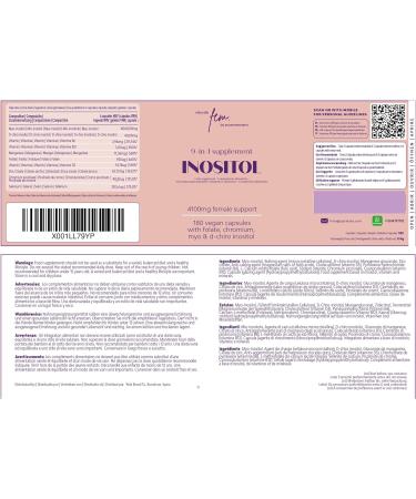 Inositol Myo & D-Chiro PCOS 4100MG Vegan Capsules - Hormonal Balance & Fertility Support - Preconception, Pregnancy & Ovarian Health - 9-in-1 Formula with Inositol, Folate, Chromium, Zinc, VIT B6, B12 & D3 - No Flavor (Vegan Capsules) - Buy Online on GoSupps.com