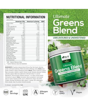Super Greens Powder - 17 Superfoods Powder - 300g 60 Servings - Vitamin & Mineral Rich Formula - No Artificial Ingredients - Vegan & Vegetarian Friendly - Best Value - Made in The UK - Buy Online on GoSupps.com
