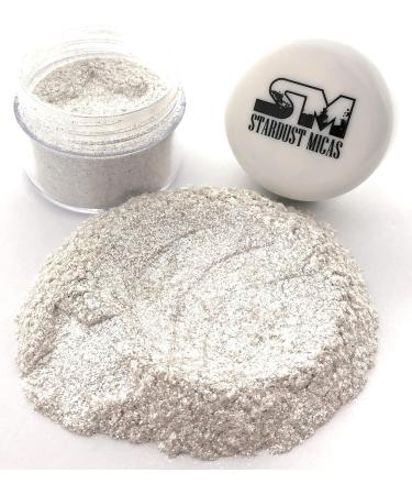 STARDUST MICAS Silver Pearl Mica Flake - Metallic Silver Pigment for Resin Making, Biodegradable Glitter, Cosmetic Grade Mica Chunk - 10g Jar - Buy Online on GoSupps.com