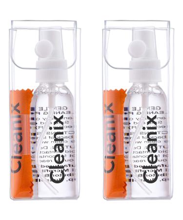 Cleanix Glasses Cleaner Set of 2, Alcohol-Free Eyeglass Cleaner, 2pcs 2-Oz Spray Bottles with 2 Microfiber Glass Cleaner Cloths, Travel-Sized Lens Cleaner Kit, Safe for Glasses, & Electronic Devices 2 Fl Oz (Pack of 2)