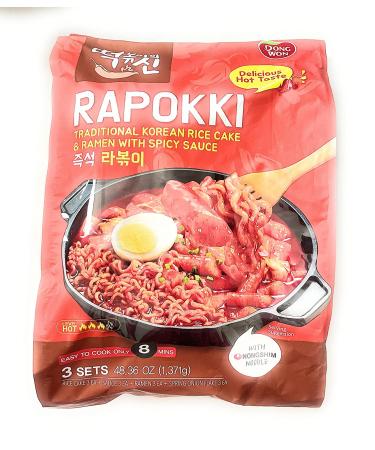 Dongwon Rapokki Korean Rice Cake & Ramen, Spicy Sauce, 53.3 Oz - Buy Online on GoSupps.com