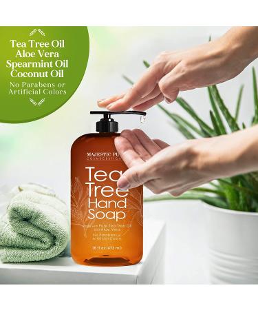 Majestic Pure Tea Tree Hand Soap - Aloe Vera & Rosemary - Sulfate Free Liquid Wash (16 fl oz) - Buy Online on GoSupps.com