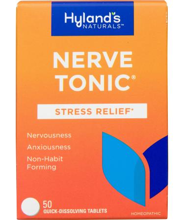 Hyland's Nerve Tonic Stress Relief Tablets, Natural Relief of Restlessness, Nervousness and Irritability Symptoms, Non-Habit Forming, 50 Count 50 Tablets