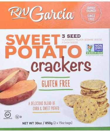 RW Garcia Sweet Potato 3 Seeds Crackers Net Wt 30 Oz (2 X 15oz Bags), 30 Oz