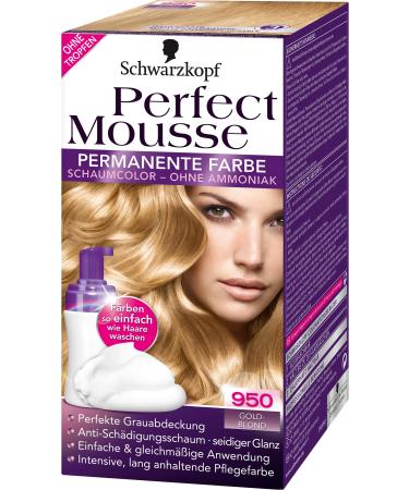 Schwarzkopf Perfect Mousse permanent color level 3 950 golden blonde pack of 2 (2 x 93 ml)