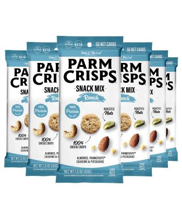 ParmCrisps Snack Mix  Ranch Cheese Parm Crisps and Nuts Snack, Made Simply with 100% Cheese Crisps, Almonds, Cashews, and Pistachios | Healthy High-Protein On-the-Go Snack, Low Carb, Gluten Free, Low Sugar | 1.5 oz (Pack of 6) Ranch 1.5 Ounce (Pack of 6)