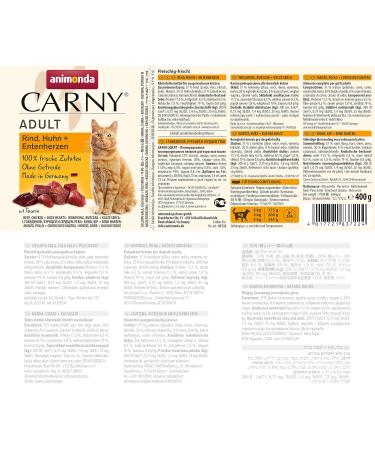 Buy Animonda Carny Adult Cat Food - Wet Beef Chicken & Duck Heart (6 x 400g) | Premium International Shipping - Buy Online on GoSupps.com