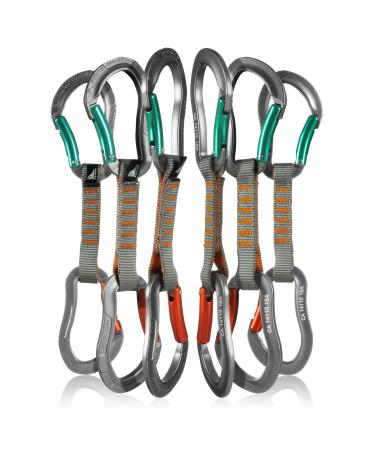 Fusion Climb 11cm Quickdraw Set with Techno Zoom Bent Gate Carabineer/Techno Zoom, Green/Orange