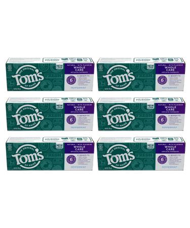 Tom's of Maine Whole Care Fluoride Gel Peppermint 4 Ounce (Pack of 6)