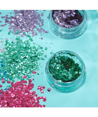Biodegradable Eco-Glitter | Moon Glitter | 100% Organic Cosmetic Glitter Set (6x3g) with Fixation Gel | Face Body Nails Hair Lips - Buy Online on GoSupps.com