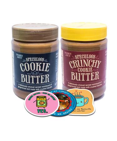TJ s Cookie Butter Combo | Speculoos Original and Crunchy Cookie Butter (2-Pack) + Meme Stickers