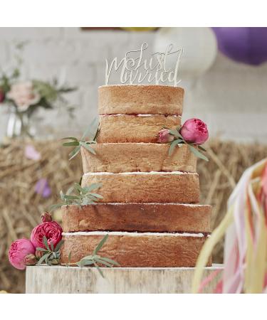 Ginger Ray Just Married Wedding Wooden Cake Topper Boho