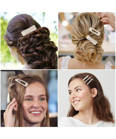 Belle Vous Pearls Hair Clips Set for Women | 12 Elegant Hair Accessories | Stylish Crystal Bead Clips for Weddings & Parties - Buy Online on GoSupps.com