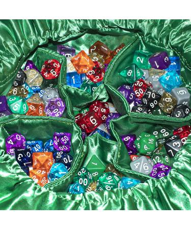 Large Dice Bag with Pockets  Embroidered Green Dragon DND Dice Bag | Green Satin Interior Lining | Man-Handles 150+ Dice - Buy Online on GoSupps.com