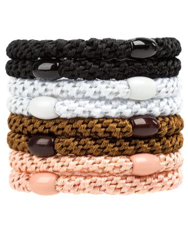 J.Carp 8pcs Mixed Color Hair Bands for Women Girls Elastic Hair Bands Ponytail Holder No Damage and No Hair Elastic Perfect for Girls and Women with Thick Or Curly Hair Style 3 Mixed Color Style 3