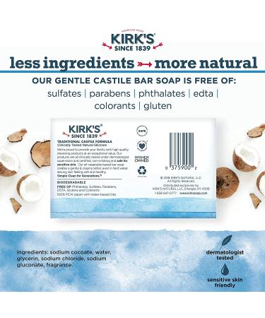 Castile Bar Soap by Kirk's - Vegan Coconut Oil Soap for Sensitive Skin | 24 Pack | Original Fresh Scent - Buy Online on GoSupps.com