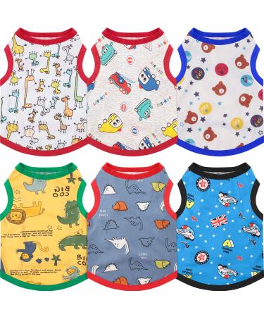 6 Pieces Dog Shirts Cute Printed Dog Clothes Soft Cotton Pet T Shirt Breathable Puppy Sweatshirt Apparel Outfit for Pet Dog (S)