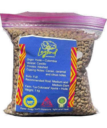 Legend Special Colombian Coffee | Unroasted Green Beans | 100% Organic | Green (raw) | Altitude 1850 MASL Huila - Colombia | Process Washed | Selective Harvesting| 1 Kg - Buy Online on GoSupps.com