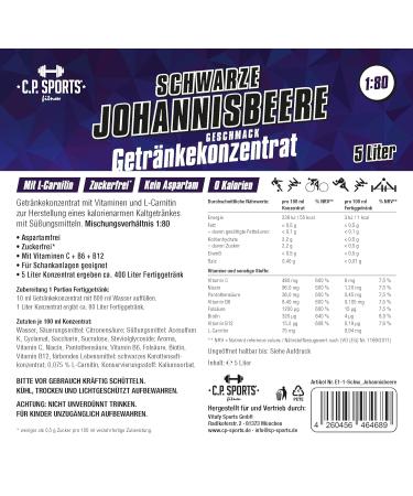 C.P.Sports Sugar-Free Beverage Syrup - Blackberry 5L Concentrate with Vitamins | Ideal for Sports Drinks - Includes Pump Dispenser - Buy Online on GoSupps.com