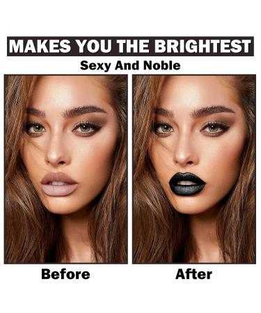 Black Lipstick & Lip Liner Set - Long Lasting Waterproof Matte Gloss for Halloween Christmas & Cosplay | Perfect for Goth Makeup - Buy Online on GoSupps.com