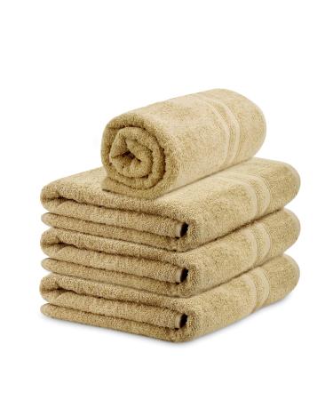 Talvania Luxury Bath Towels - 100% Ring Spun Cotton 650 GSM Big Hotel Bath Towel Set of 4 Perfect for Pool Spa, Bathrooms (Beige)