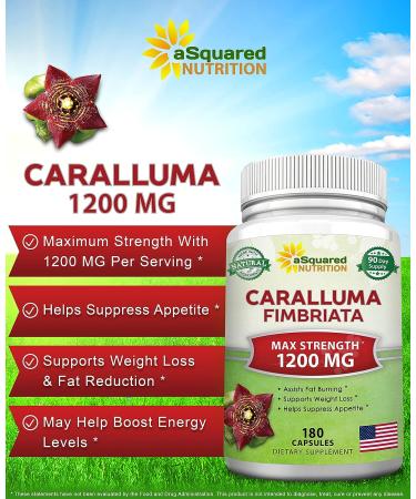 Caralluma Fimbriata 1200mg - 180 Capsules | Natural Weight Loss Diet Pill | Appetite Suppressant & Energy Booster | Max Strength Fat Burn | Plant Root Extract - Buy Online on GoSupps.com