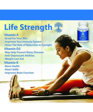 Life Strength ADK Supplement (90 CT) - Physician Formulated Vitamins A1 D3 & K2 (MK7) for Bone Health - Immune Support - Pack of 2 - Buy Online on GoSupps.com