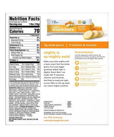 Plum Organics Mighty Snack Bars Tots Pumpkin Banana 6 Bars 0.67 oz (19 g) Each - Buy Online on GoSupps.com