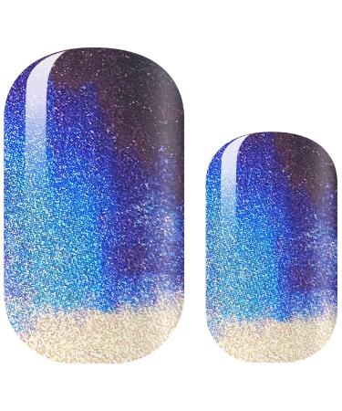 Avoa Beauty nail film - "Winter Ocean" blue white shimmer striking nail art design 16 thin self -adhesive long -lasting nail wraps