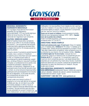 Gaviscon Extra Strength Butterscotch Antacid Tablets 60 Count - Buy Online on GoSupps.com