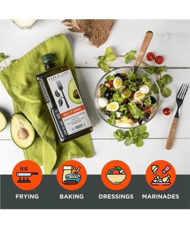 Fork & Leaf Avocado Cooking Oil 946 ml - High-Heat Cooking, Frying, Baking, Sauces, Dressings, Marinades | 32 Fl. Oz - Buy Online on GoSupps.com