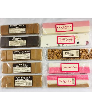 Large Fudge and Nougat Hamper - 10 x Full Size Bars - Fudge Nougat Coconut Ice Peanut Brittle Gift Box - Buy Online on GoSupps.com