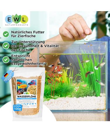 EWL Natural Water Fleas for Fish - Dried Daphnia 625ml (100g) - Premium Aquarium Feed - Tested Quality by German Provider - Buy Online on GoSupps.com