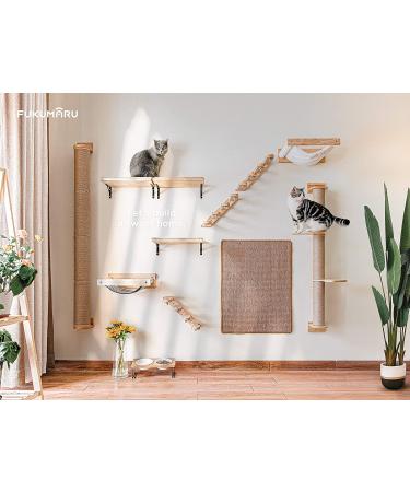 FUKUMARU Wall Mounted Cat Climbing Shelf - 4 Step Stairway with Jute Scratching Perch Platform - Buy Online on GoSupps.com
