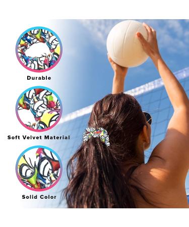 Volleyball Scrunchies Set - Velvet Hair Ties Tie-Dye Headband Accessory (Set of 4) - Buy Online on GoSupps.com