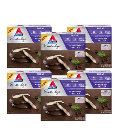 Atkins Endulge Treat Dark Chocolate Covered Peppermint Patties, Keto Friendly and Gluten Free, (Each 5 Count of 1.31 oz Bars) 6.53 oz, Pack of 6