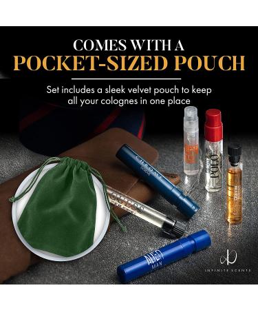 Infinite Scents Men's Cologne Sampler Set - 10 Designer Fragrances + Pocket-Sized Pouch | Travel-Size Cologne Samples Gift Set - Buy Online on GoSupps.com