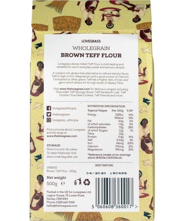 Lovegrass Habesha Brown Teff Flour 500g - Gluten, Vegan, Dairy-Free - Buy Online on GoSupps.com